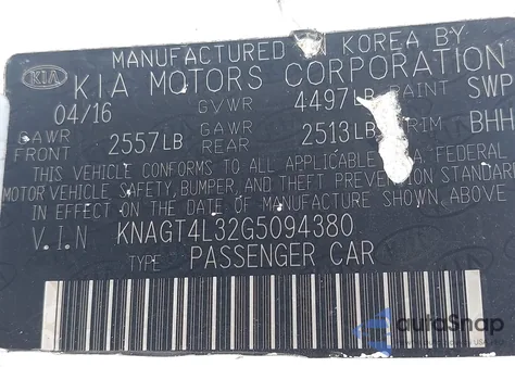 2016 Kia Optima Lx z USA, uszkodzony, nr VIN KNAGT4L32G5094380